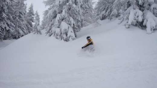 Snowbike im Powder